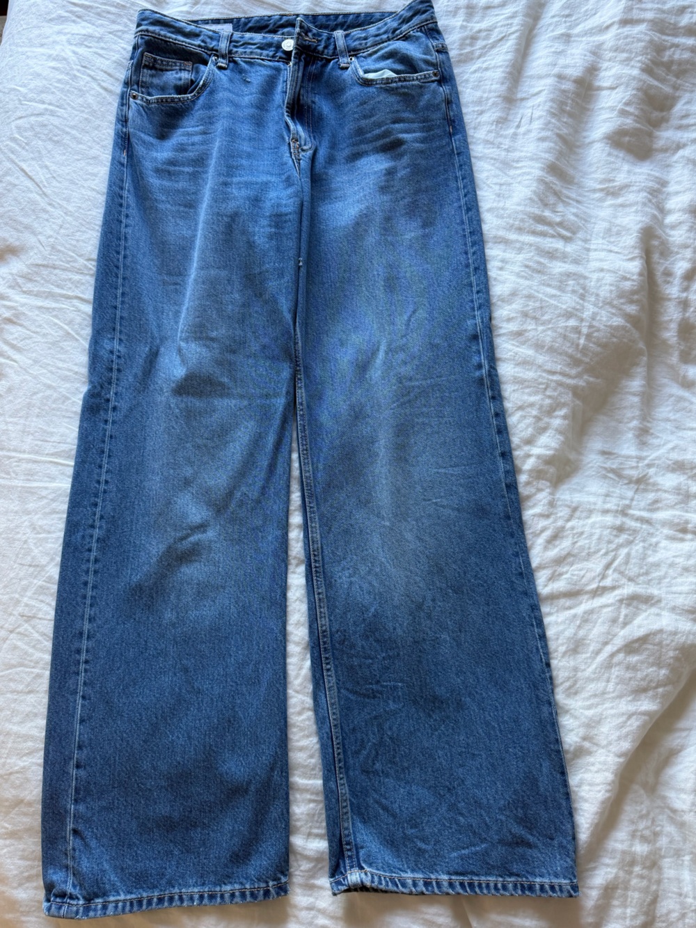 Zara Medium Blue Wide-Leg Jeans